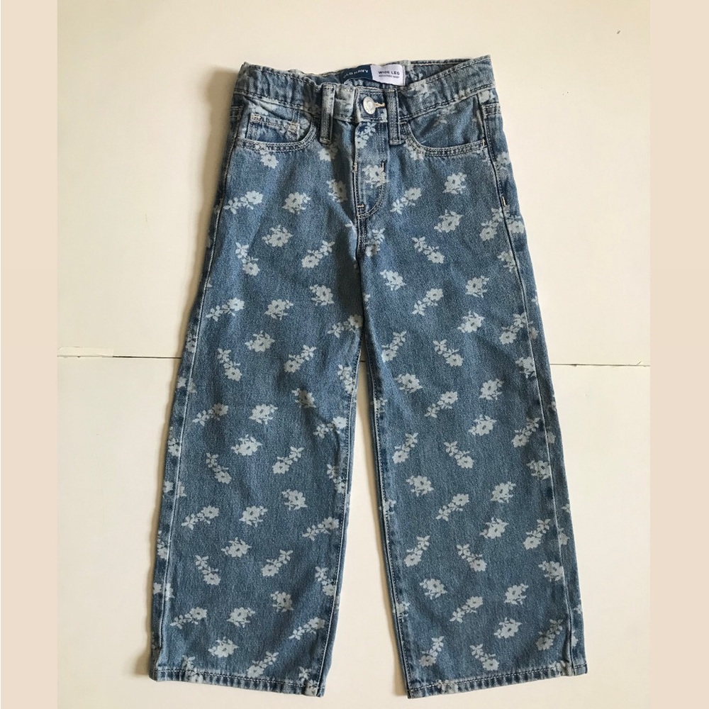 Old Navy Floral wide leg jeans size 5T